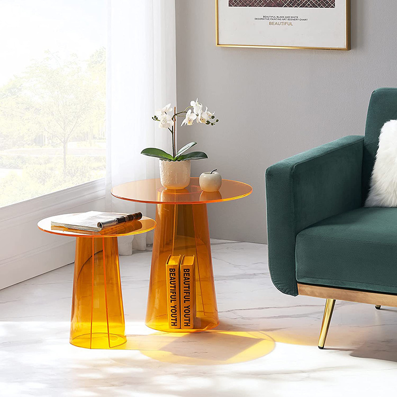 Italian Design Acrylic Corner Table Modern Light Luxury Sofa Side Table Colorful Acrylic Round Coffee Table