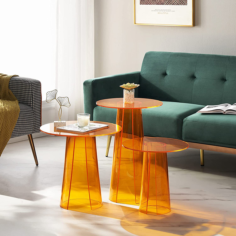 Italian Design Acrylic Corner Table Modern Light Luxury Sofa Side Table Colorful Acrylic Round Coffee Table
