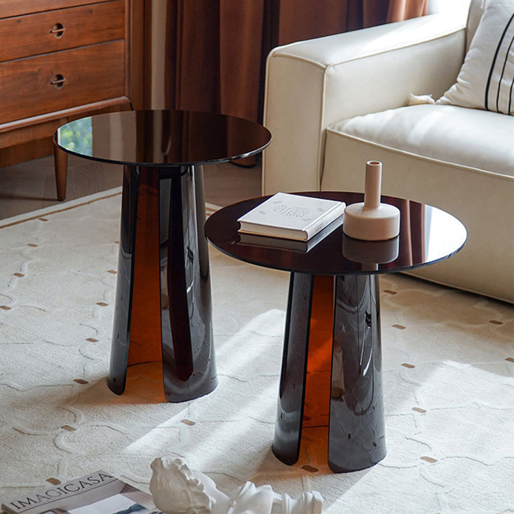Italian Design Acrylic Corner Table Modern Light Luxury Sofa Side Table Colorful Acrylic Round Coffee Table
