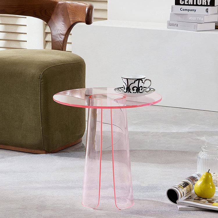 Italian Design Acrylic Corner Table Modern Light Luxury Sofa Side Table Colorful Acrylic Round Coffee Table
