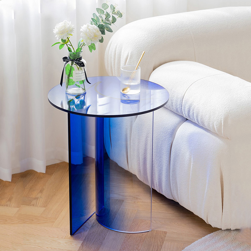 Nordic Modern Colorful Gradient Color Table Round Acrylic Rainbow Coffee Table For Living Room