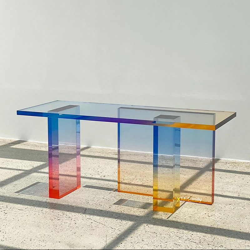Factory Wholesale Gradient Frosted Modern Lucite Table Acrylic Coffee Table For Living Room