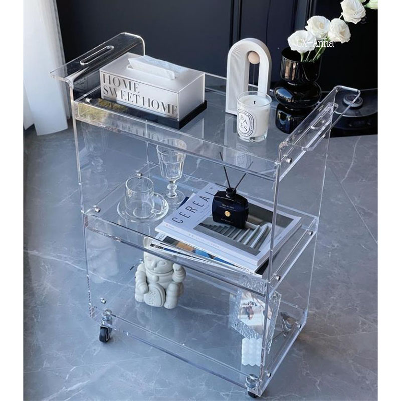 Acrylic Trolley Cleaning Service Trolley Rolling Craft Cart For Hotel
