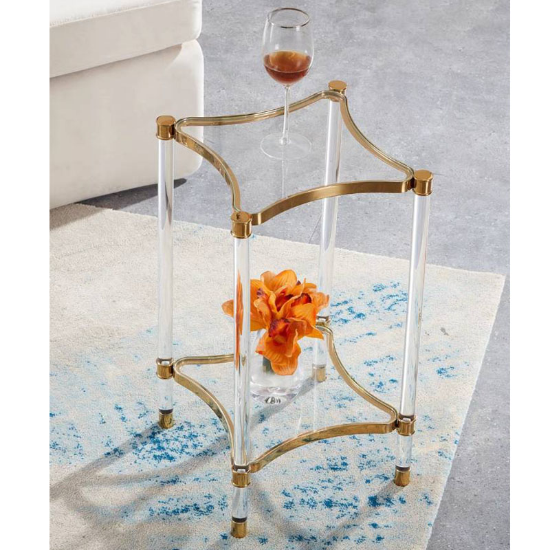 Factory Wholesale Modern Lucite Room Furniture Stainless Steel Square Acrylic Console Table With Glass