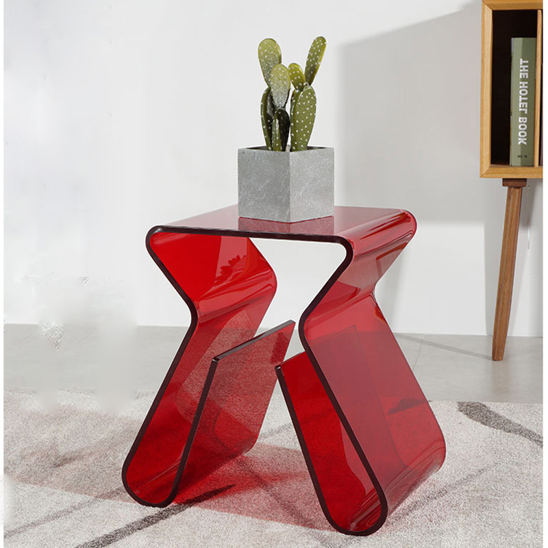 Custom Color Clear Acrylic Side Table Coffee Table With Magazine Rack For Living Room