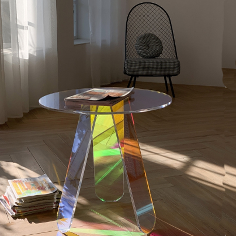 Post-modern Art Table Colorful Transparent Acrylic Plexiglass Coffee Table Rainbow Shop Window Display Table