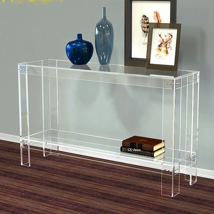 Best Sale Custom Assembly Acrylic Table Lucite Acrylic Console Tables For Living Room