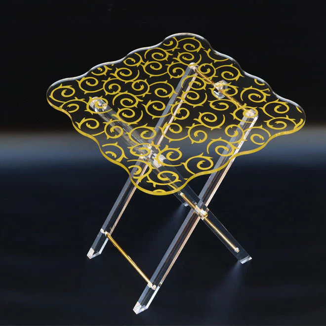 Wholesale Good Quality Modern Stylish Luxury Coffee Table Set Clear Acrylic Folding Tray Drink Table