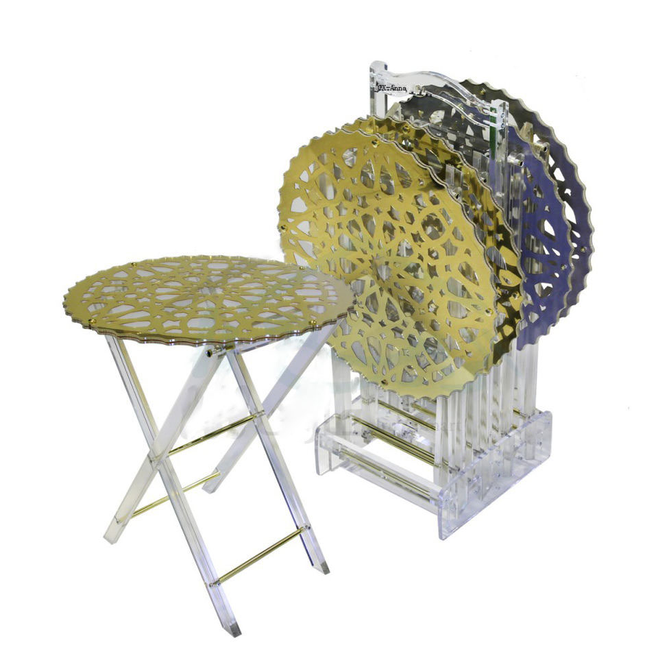 SA Hot Sells Competitive Price 4pcs Folding Coffee Table Set Acrylic Lucite Round Dining Table