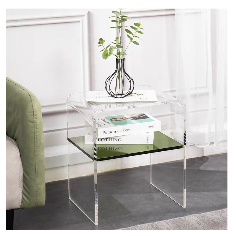 Wholesale Furniture Luxury 2 Tier Clear Acrylic Storage Bed Side Nightstand Bedside Table