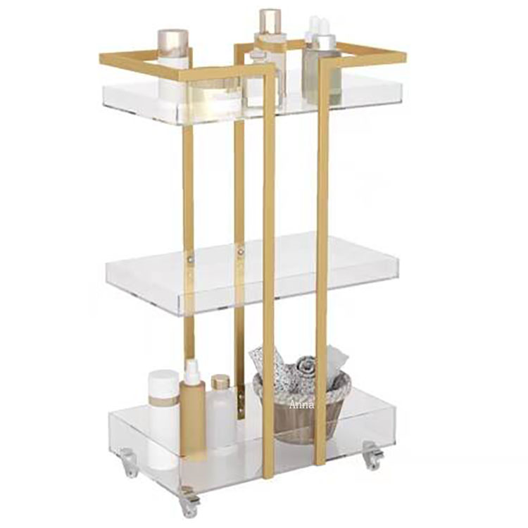 3 Tier Luxury Beauty Spa Cart Bar Clear Acrylic Trolley