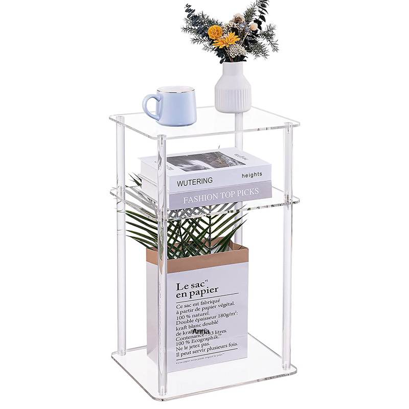 Factory Directly Wholesale Assembly Clear Acrylic End Table 3-Tier Side Table for Living Room