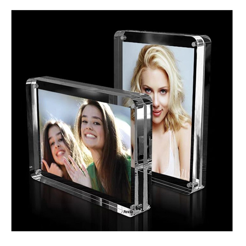 Custom Sizes Double Sided Rectangle Clear Picture Block Transparent Magnetic Acrylic Photo Frame