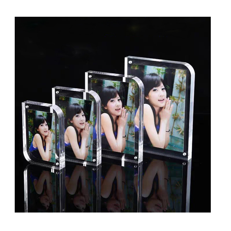 4x6 5x7 Double Sided Self Standing Desktop 20mm Thick Acrylic Picture Frame Magnetic Picture Frame Clear Acrylic Photo Frames