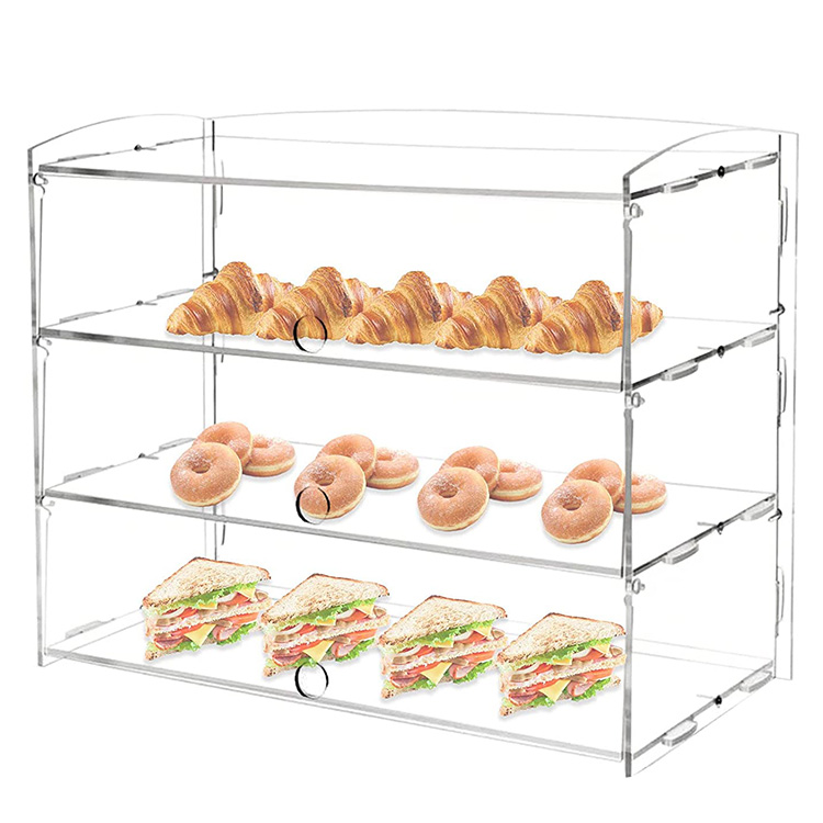 Factory Wholesale Assembly 3 Layers Food Display Case Clear Acrylic Pastry Display Case