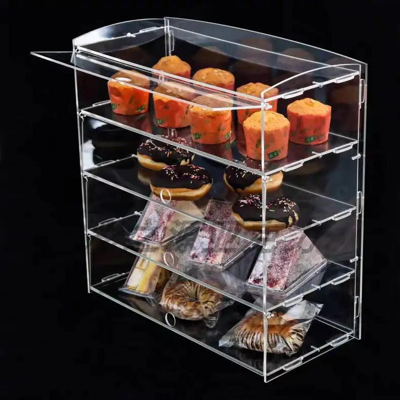 Acrylic Bakery Pastry Case Countertop Display Case Retail Display Counter Clear Shelf Dessert Cupcake Display Stand