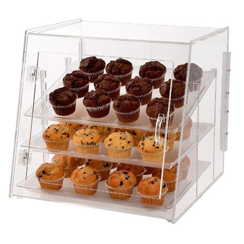 Custom Tabletop Cake Box Rack Clear Acrylic Countertop Bakery Display Case