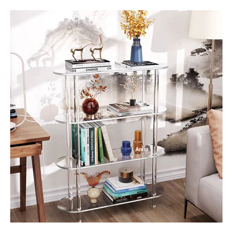 Transparent Crystal Shower Kitchen Corner Flower Rack Shelf Acrylic Bathroom Shelf