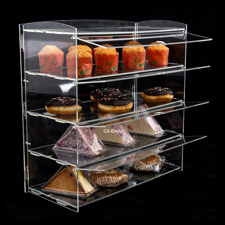 3-Tier Clear Acrylic Bakery Display Case Food Display Case Acrylic Cake Display Case with Hinged Door
