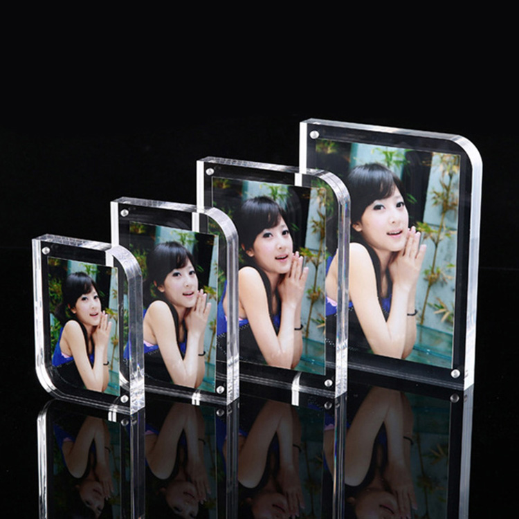 High quality Acrylic Picture Frame 4x6 Clear Double-Sided Photo Frame Magnetic Photo Frames Desktop Display