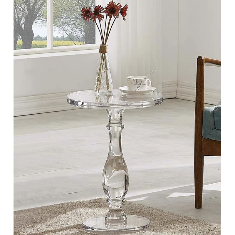 Modern Round Acrylic Top Living Room Furniture Center Side Table Clear Coffee Table