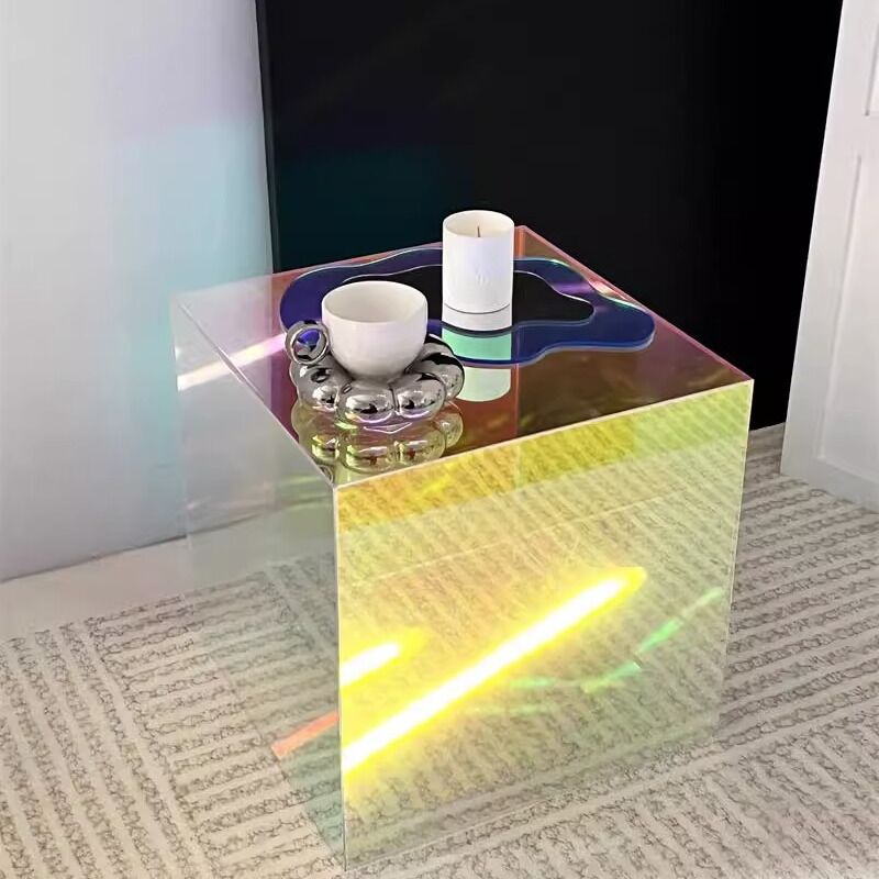 Post-modern Colorful Square Acrylic Coffee Table Rainbow Art Table For Shop Window Display Table
