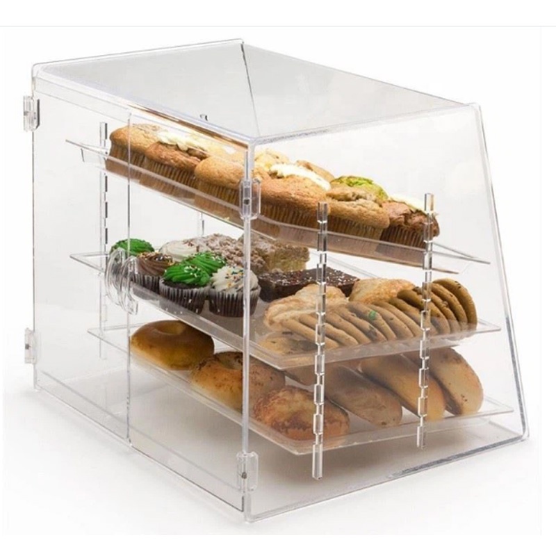 Wholesale Factory Price 3 Layers Bread Cake Display Box Acrylic Food Display Case
