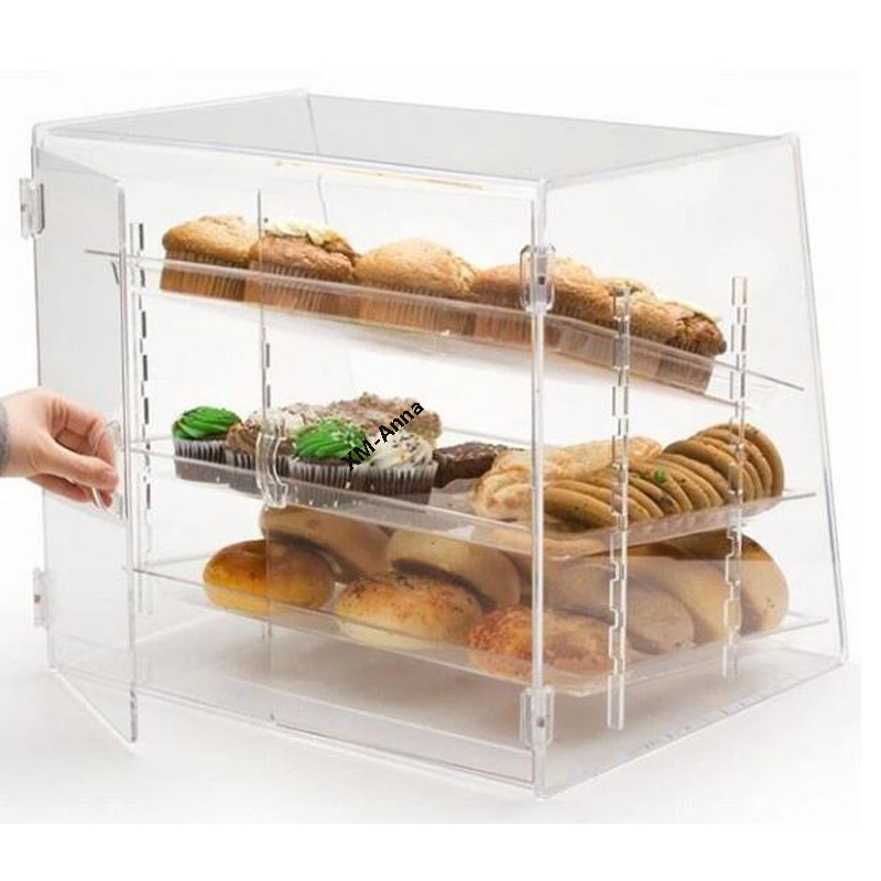 Wholesale 3-Tier Acrylic Cake Box  Bakery Bread Display Case With Crystal Door