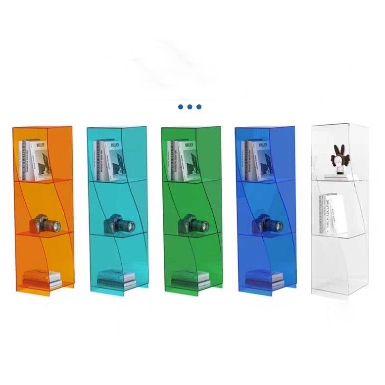 OEM Factory Modern Living Room Bookcases Clear Acrylic Storage Rack Shelf  Cabinet For Display