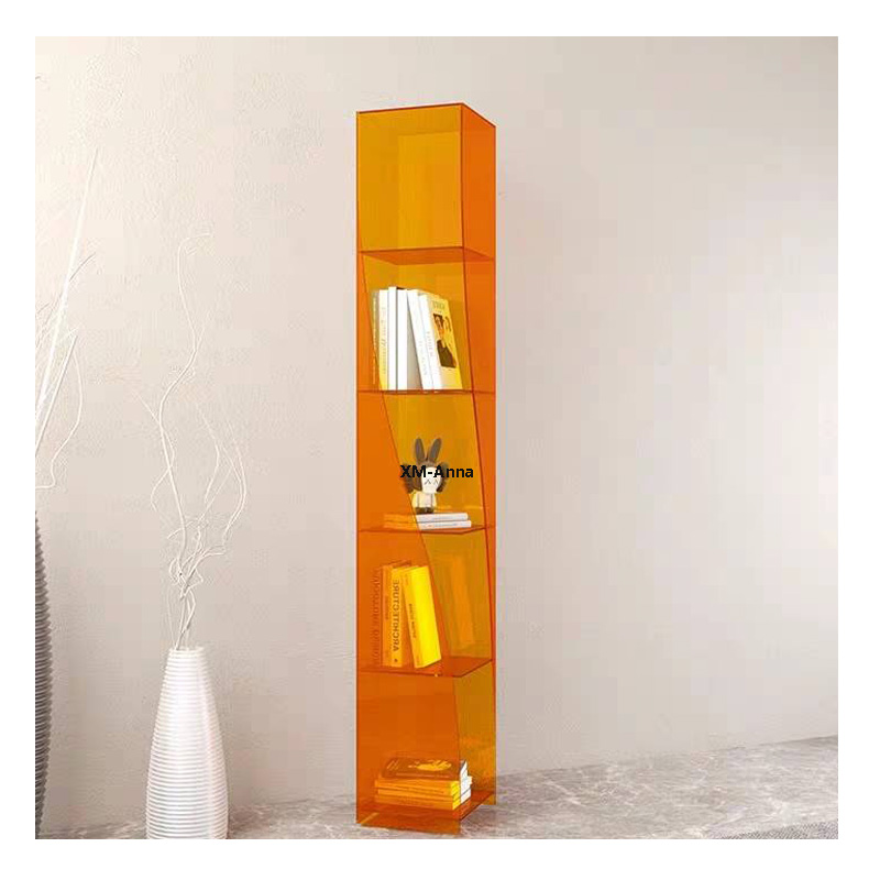 Customized Color 4-Shelf Bookshelf Modern Clear Acrylic Bookcase Display Storage Cabinet