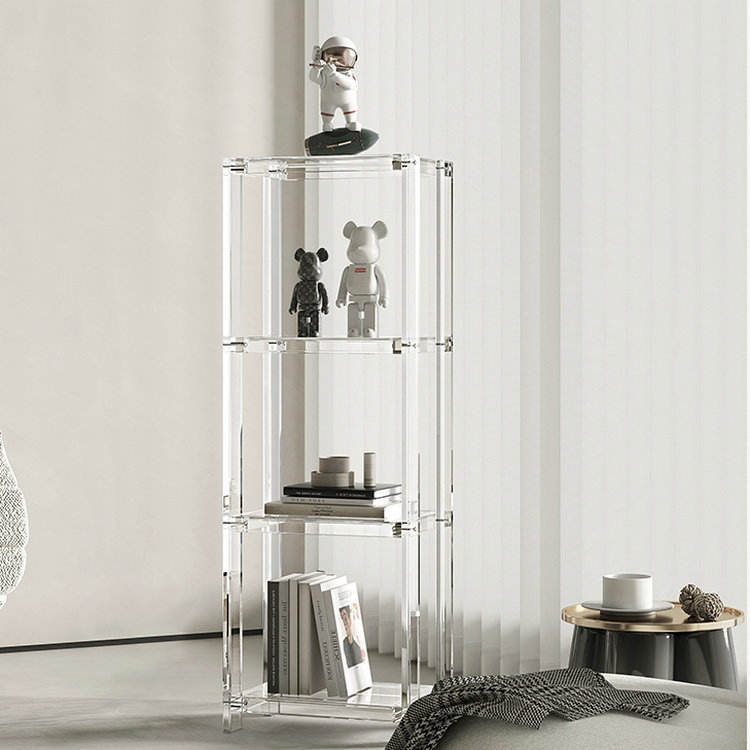 Detachable 4 Layers Custom Perspex Bookshelf Acrylic Bathroom Corner Shelf For Display