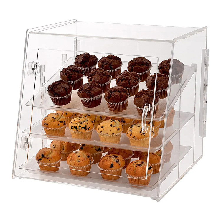 High Quality Custom Acrylic Food Display Case Clear Acrylic Bakery Cupcake Display Cabinet
