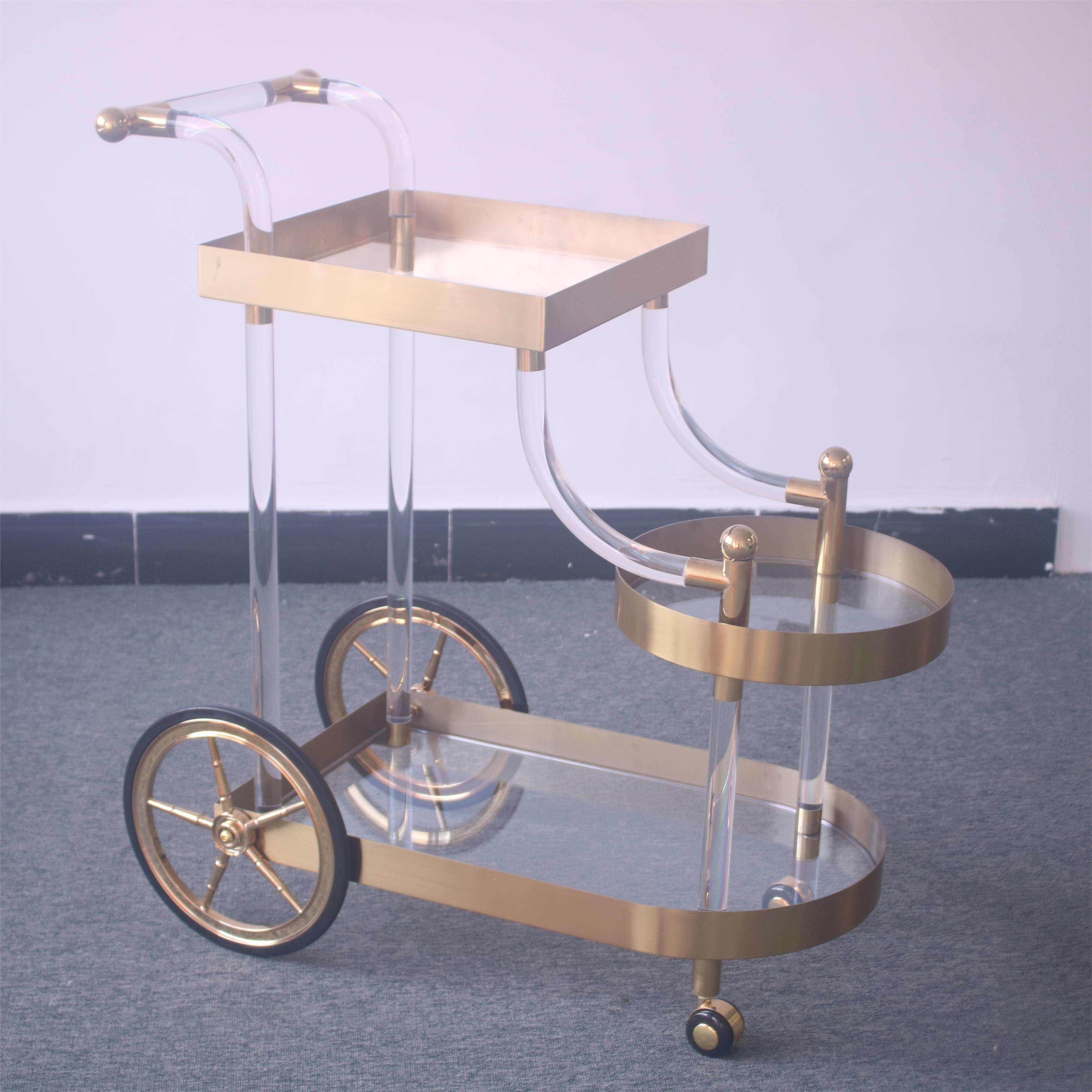 Original factory luxury mini moving cart metal acrylic cart furniture