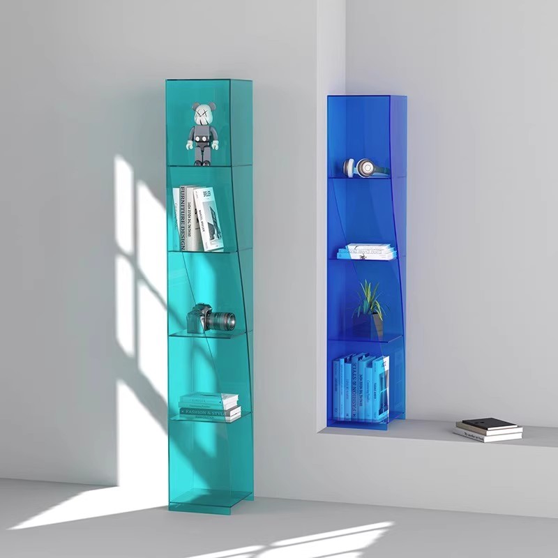 Modern Acrylic Corner Bookshelf Multi-layer Storage Shelf Clear Floor Standing Bookshelf Acrylic Bookcase