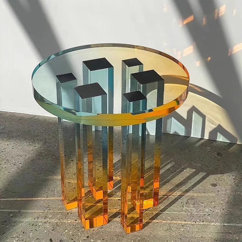 Fashion Nordic Iridescence Modern Living Room Sofa Side Table Rainbow Fancy Luxury Colorful Acrylic Coffee Table