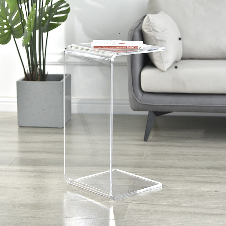 High Quality C-shaped End Table Light Luxury Small Coffee Table Acrylic Transparent Sofa Side Table