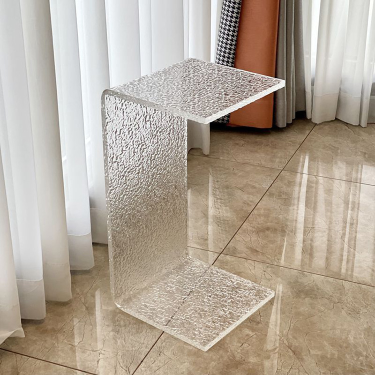 New Design C-Shaped Clear Acrylic Tea Table Transparent Acrylic Coffee Table Sofa Side Table