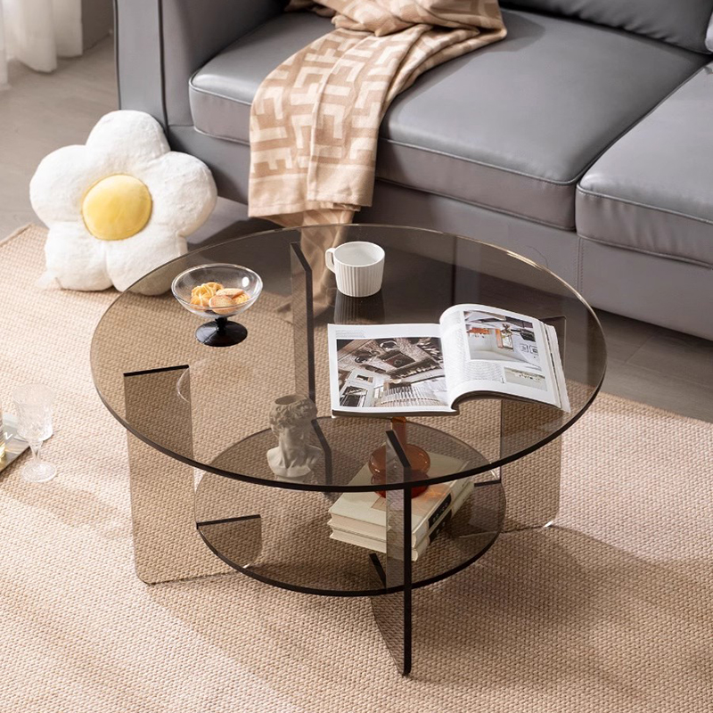 Modern Light Luxury Round Coffee Table Living Room Decor Acrylic Simple Circular Tea Table