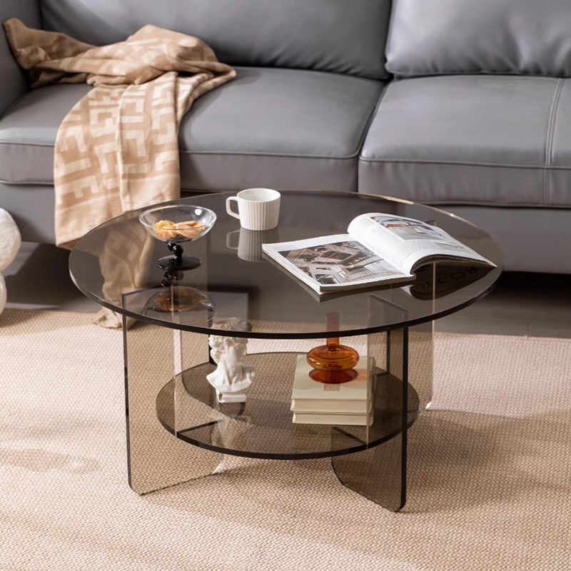 Nordic Round Clear Acrylic Accent Table Console Table Coffee Table for Home and Hotel